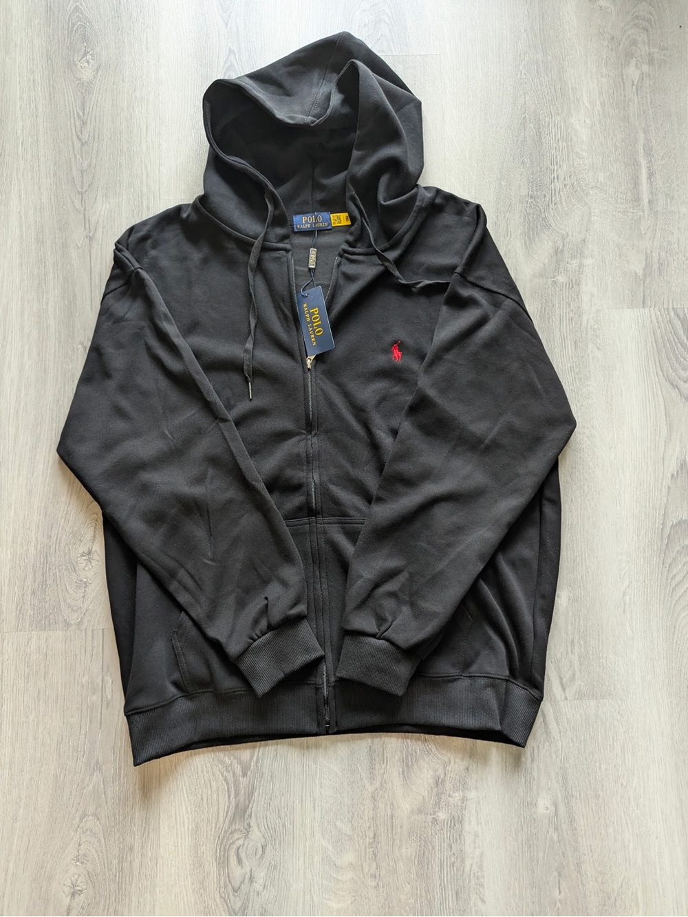 Polo by Ralph Lauren Black Zip-Up Hoodie with Red logo